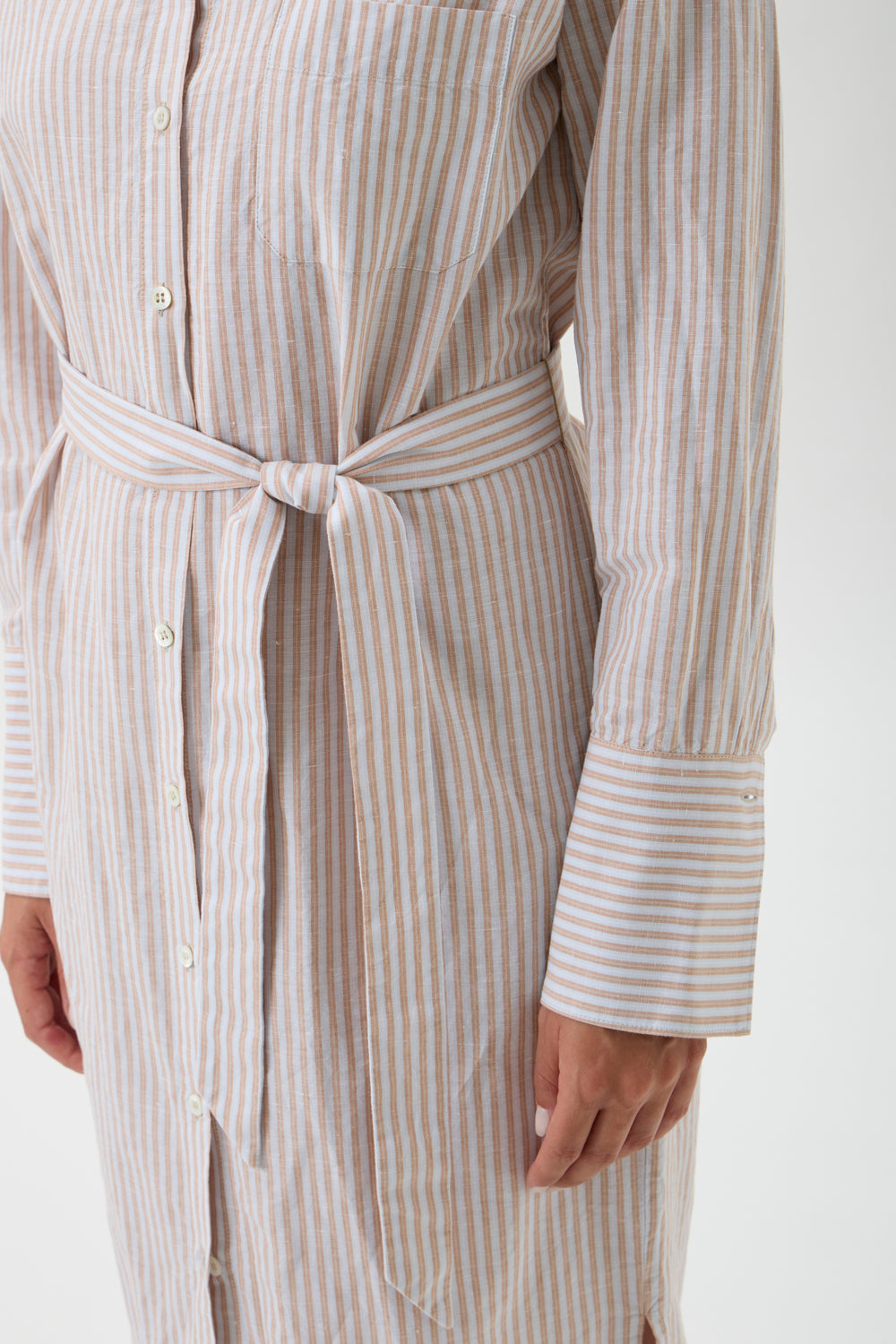Belted Cotton Shirtdress – Rennes 2242 Stripes