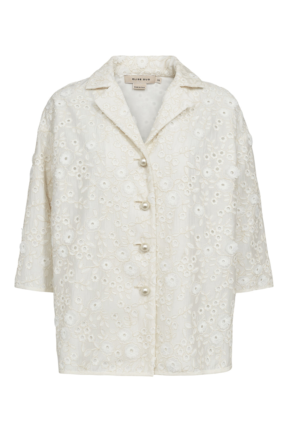 Embroidered 3/4 Sleeve Shirt – 2245 Ricamo 2245 NATURALE