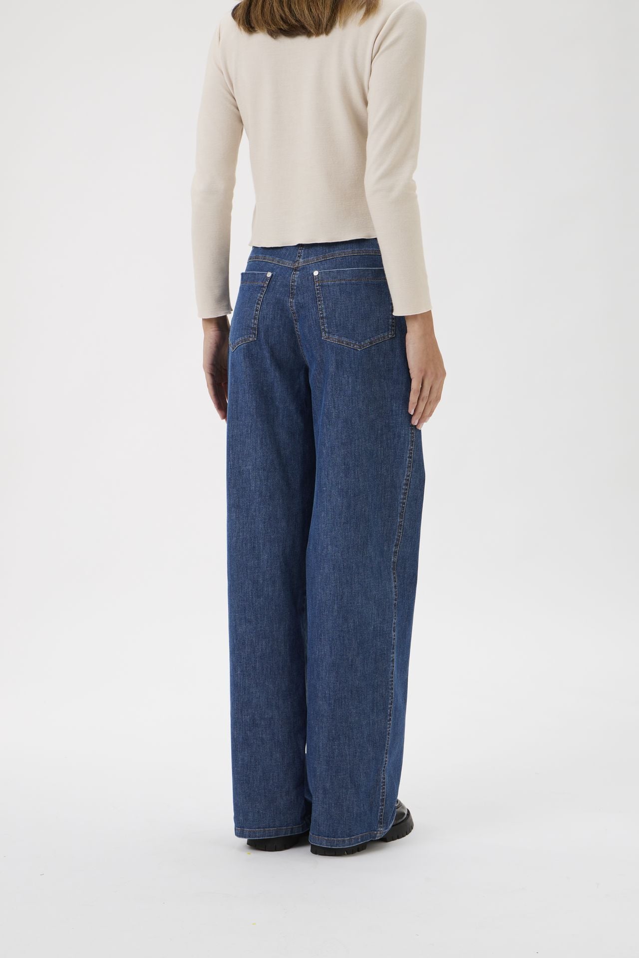 Wide Leg Jeans i Stretch Washed Denim – 4017 | Elise Gug