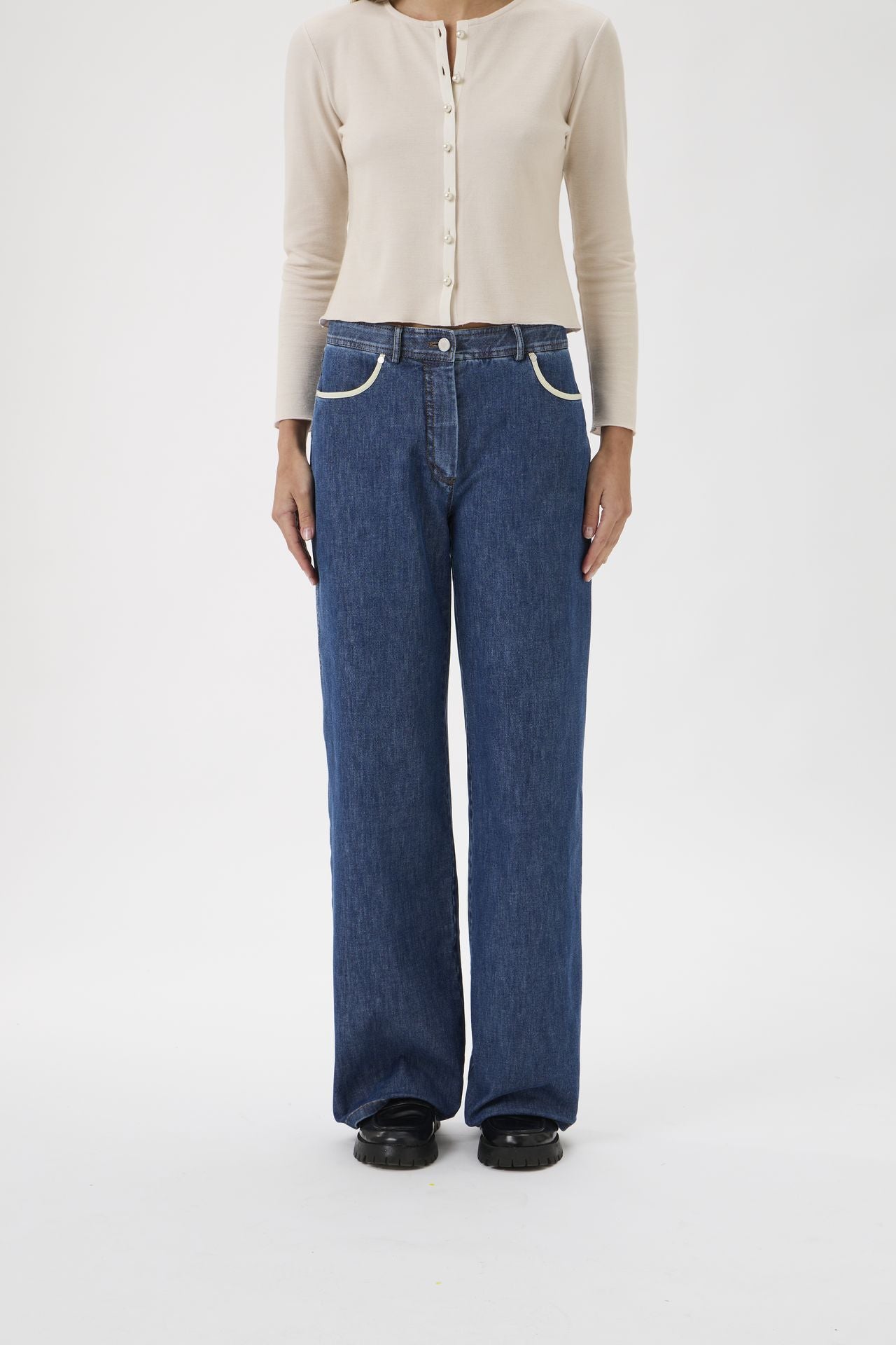 Wide Leg Jeans i Stretch Washed Denim – 4017 | Elise Gug