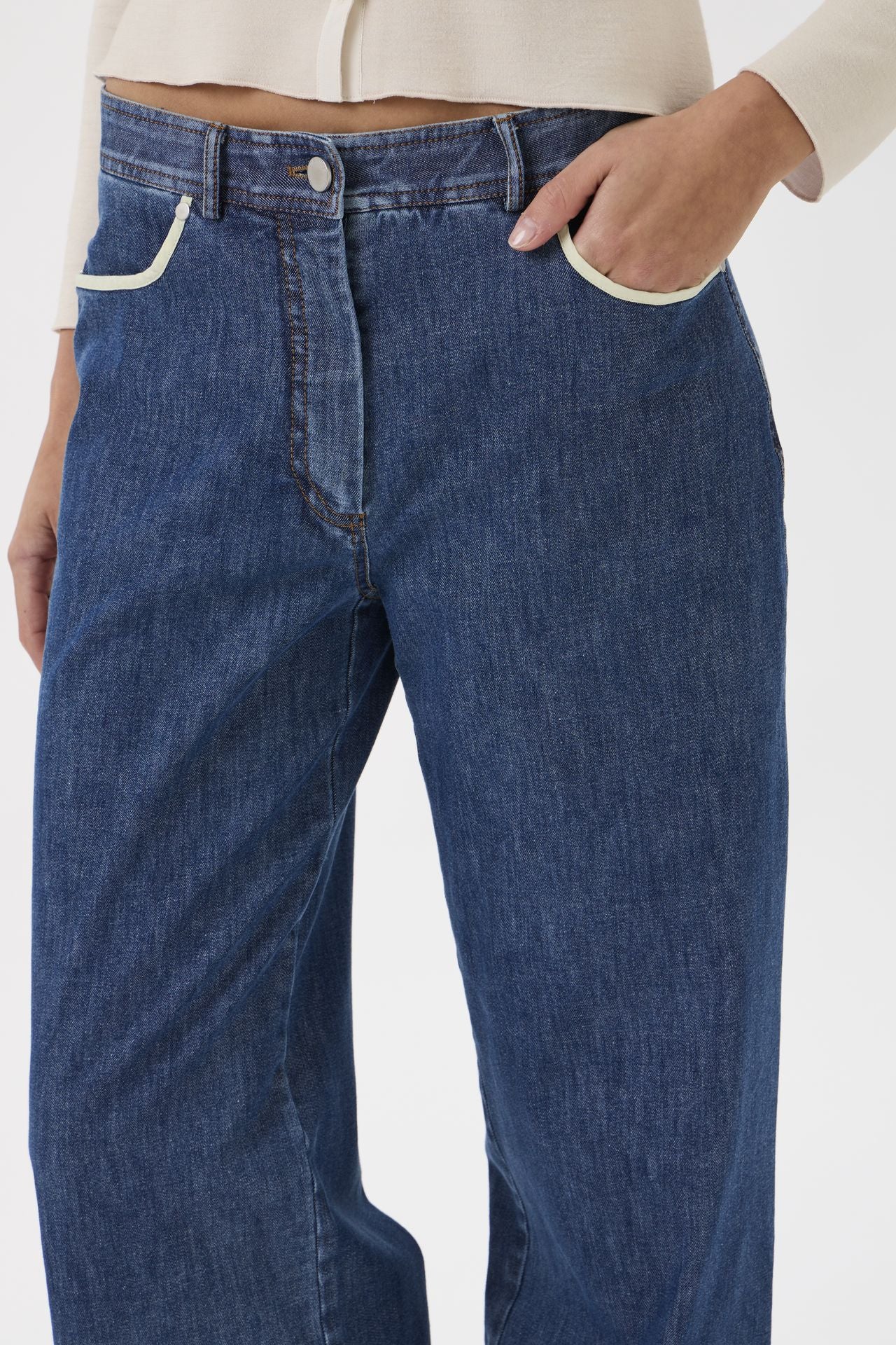 Wide Leg Jeans i Stretch Washed Denim – 4017 | Elise Gug