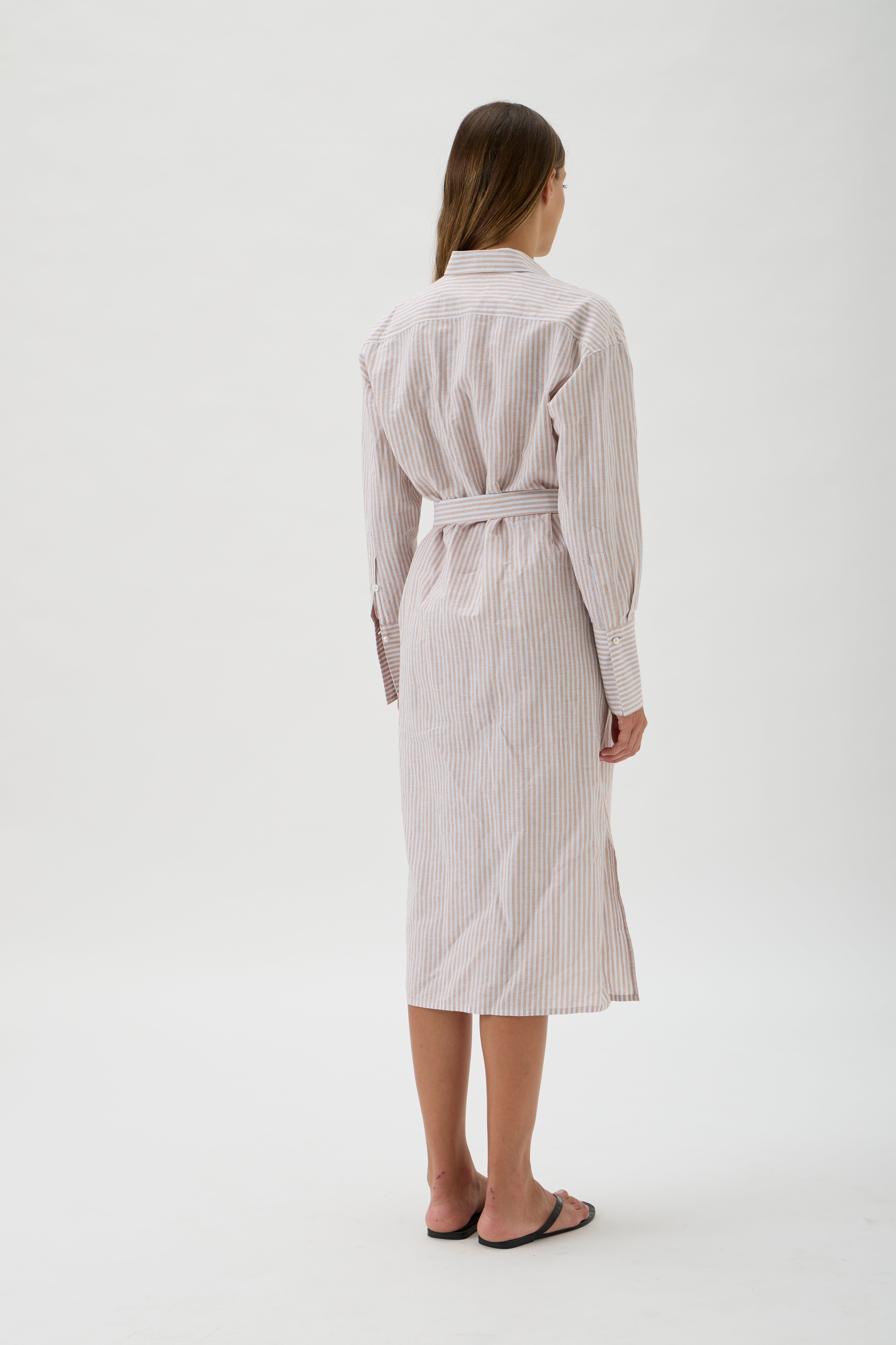 Belted Cotton Shirtdress – Rennes 2242 Stripes