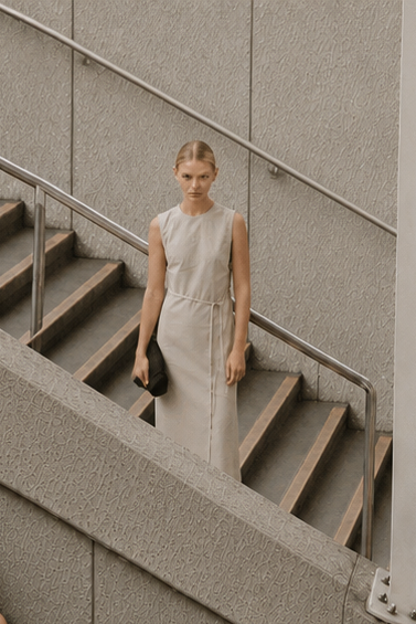 Straight Linen Dress with Detachable Belt – Minorca 9510 | Cammello