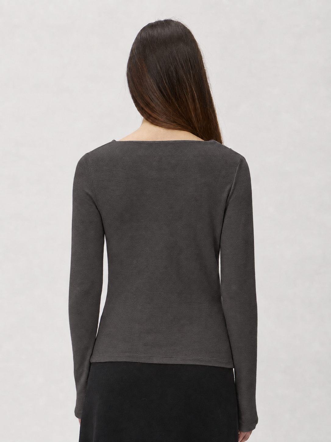 Blouse with Shoulder Pleats in Darfo 1201 Caffe – back view – ELISE GUG